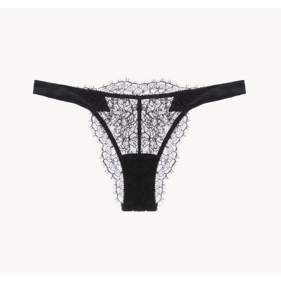 $295 La Perla Panties Lace Silk Brazilian Underwear Black Brief US M Lingerie - Picture 1 of 8